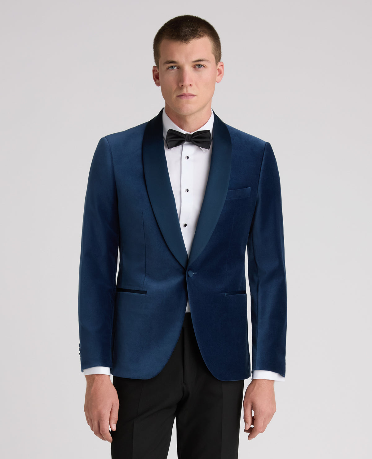 Blue Slim Fit Velvet Dinner Jacket