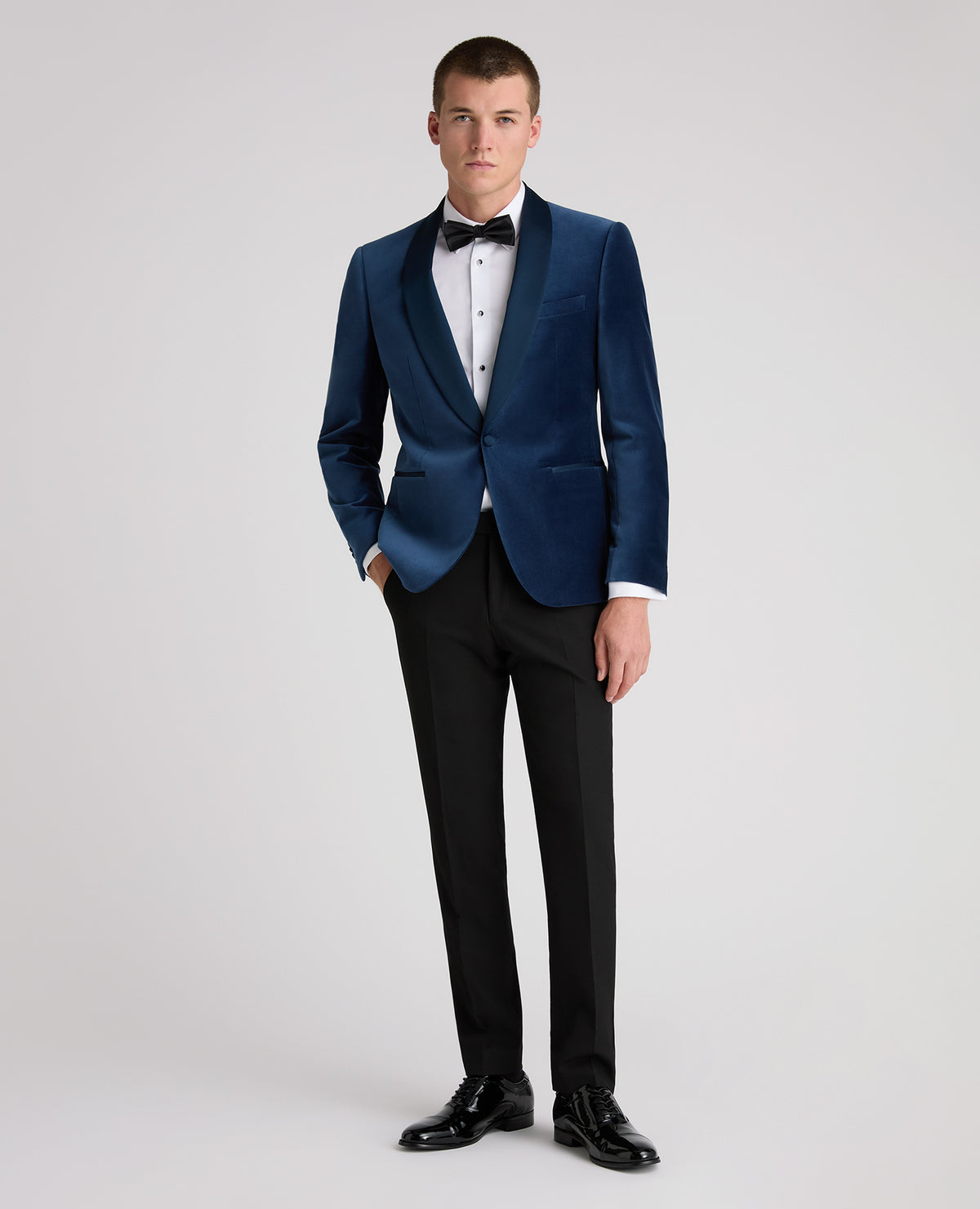 Blue Slim Fit Velvet Dinner Jacket