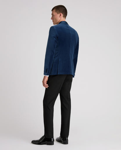 Blue Slim Fit Velvet Dinner Jacket