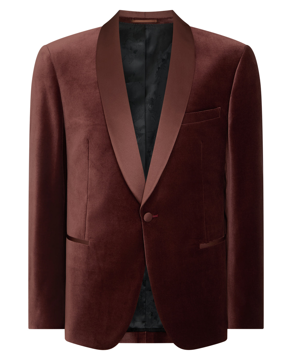 Man wearing a red Slim Fit Velvet Dinner Jacket
