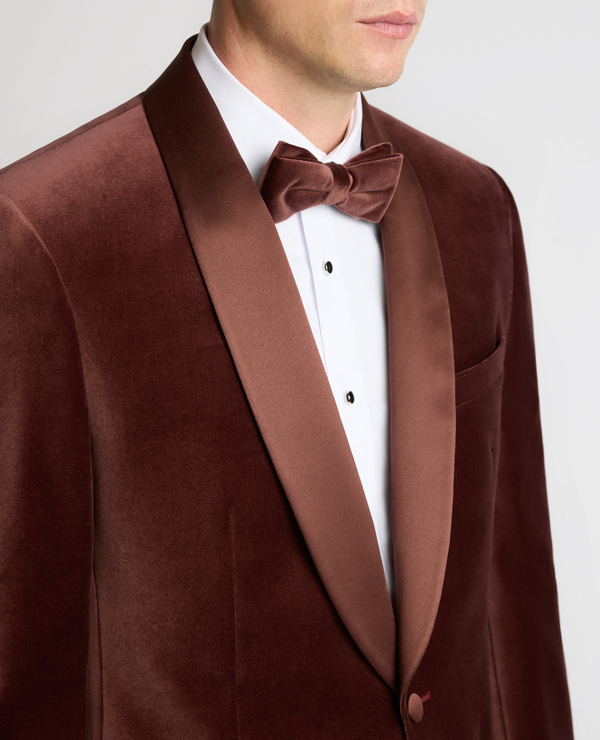Man wearing a red Slim Fit Velvet Dinner Jacket