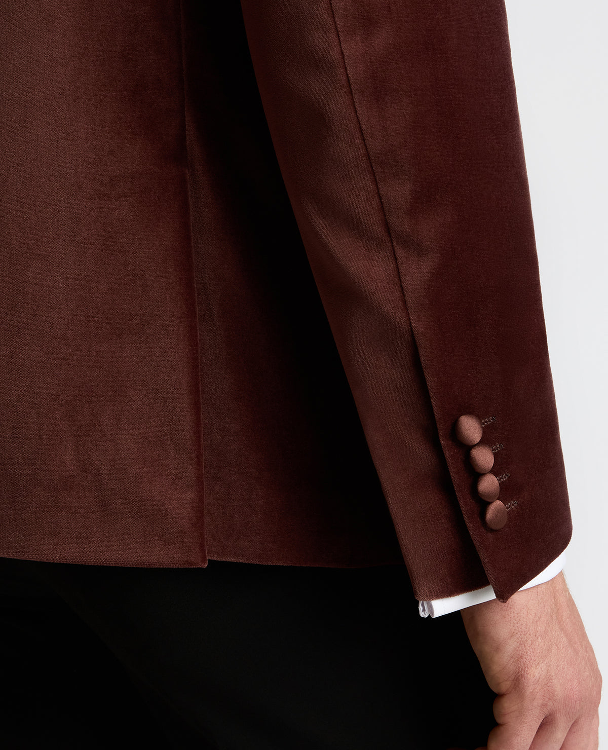 Man wearing a red Slim Fit Velvet Dinner Jacket
