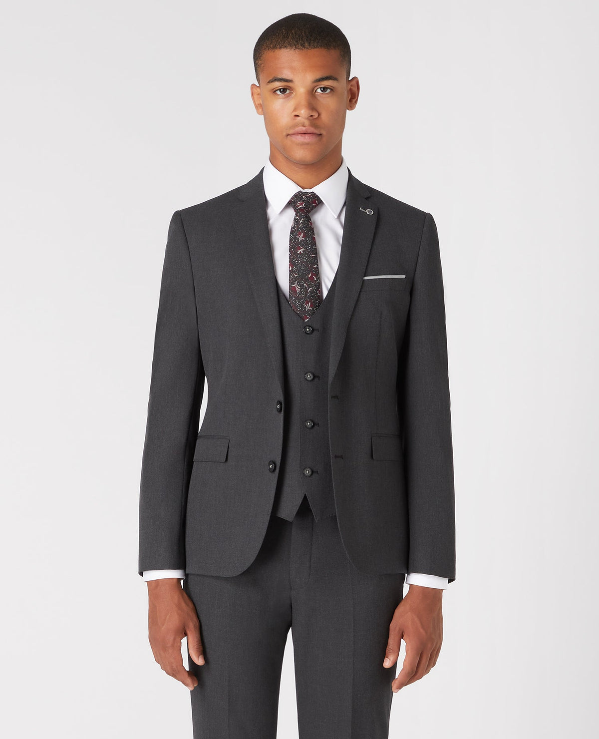Man wearing a grey Slim Fit Stretch Mix And Match Suit Jacket
