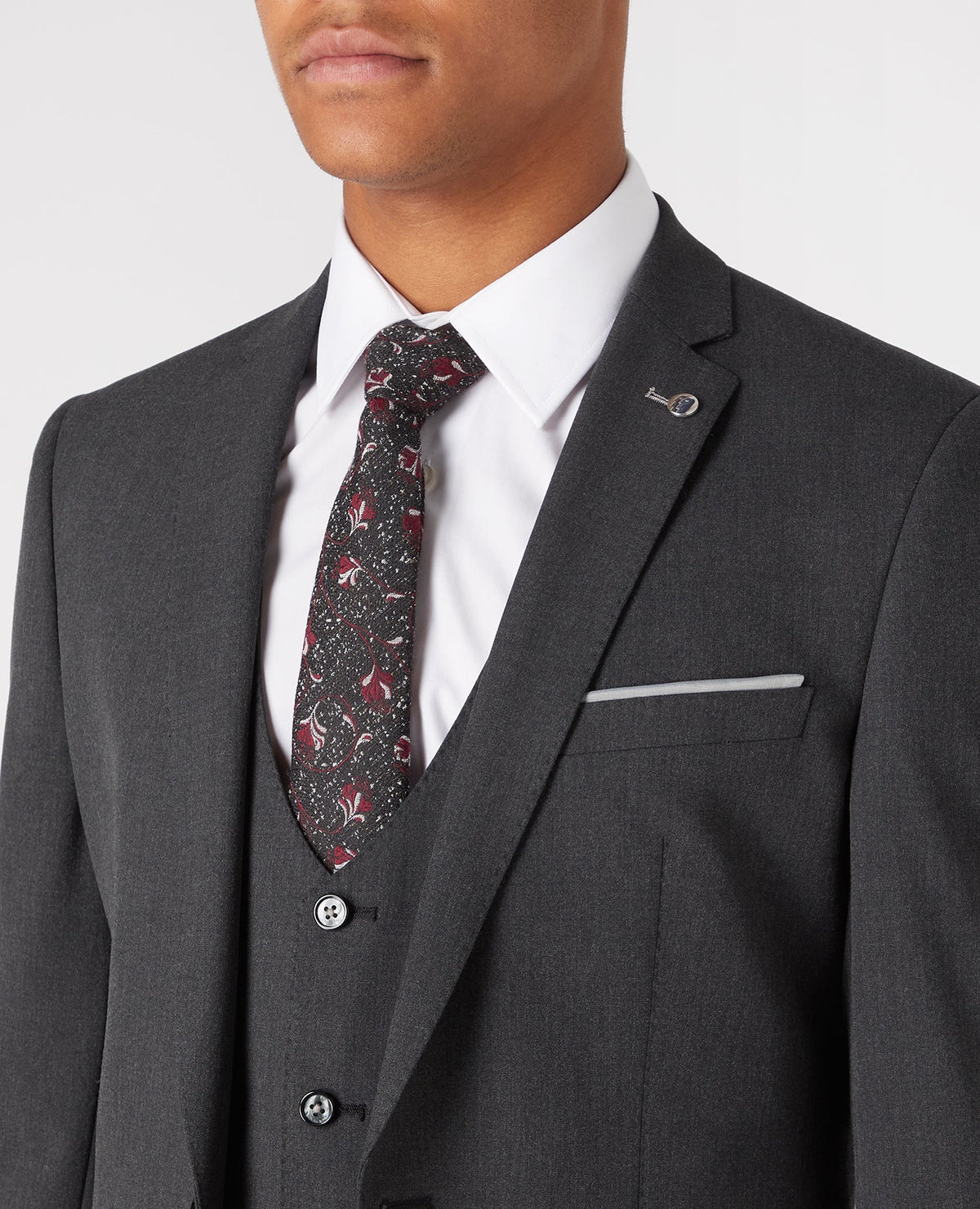 Man wearing a grey Slim Fit Stretch Mix And Match Suit Jacket