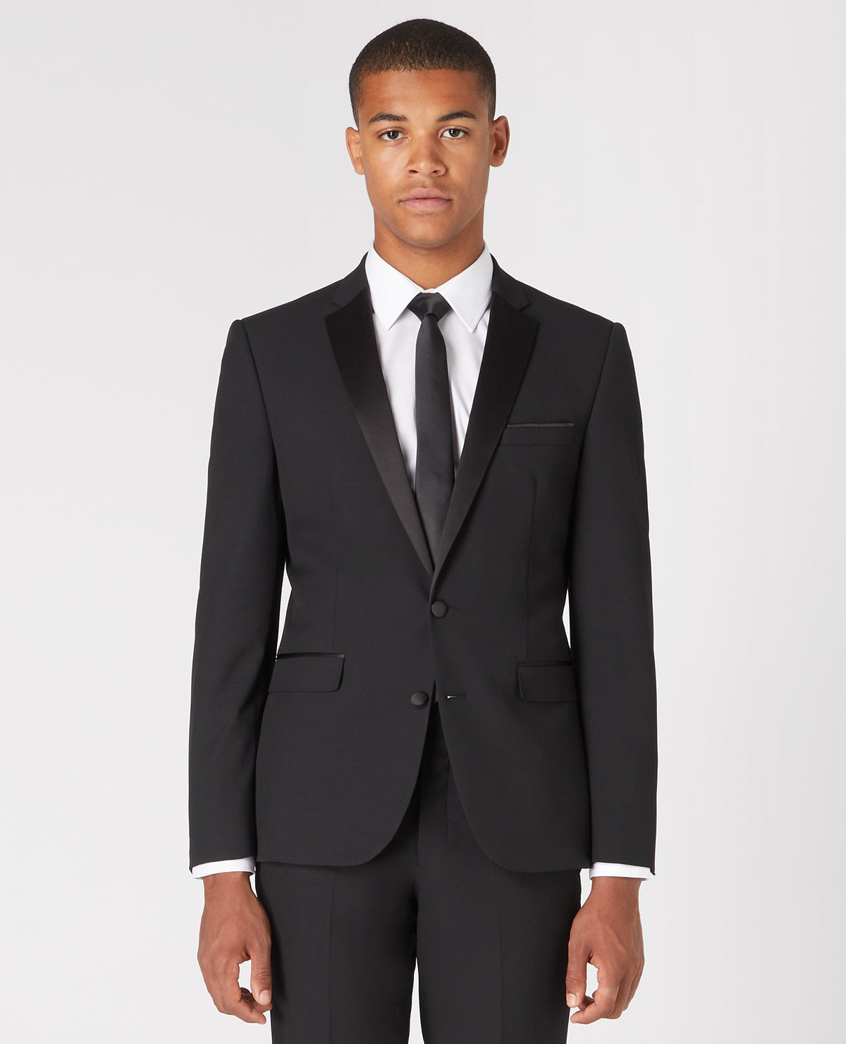 Man wearing a black Slim Fit Mix and Match Suit