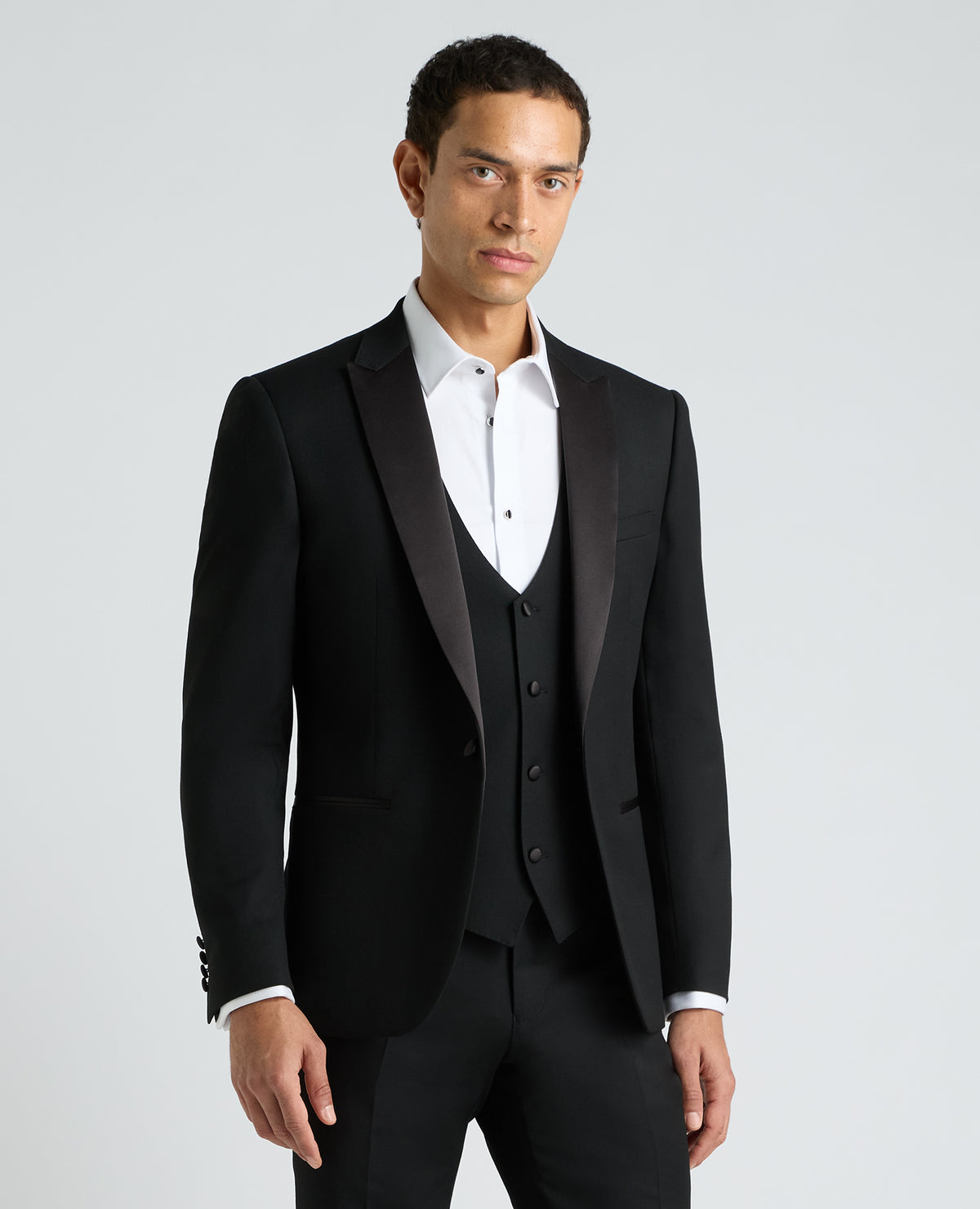 Black Slim Fit Satin Detail Stretch Dinner Suit