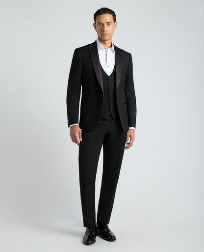 Black Slim Fit Satin Detail Stretch Dinner Jacket