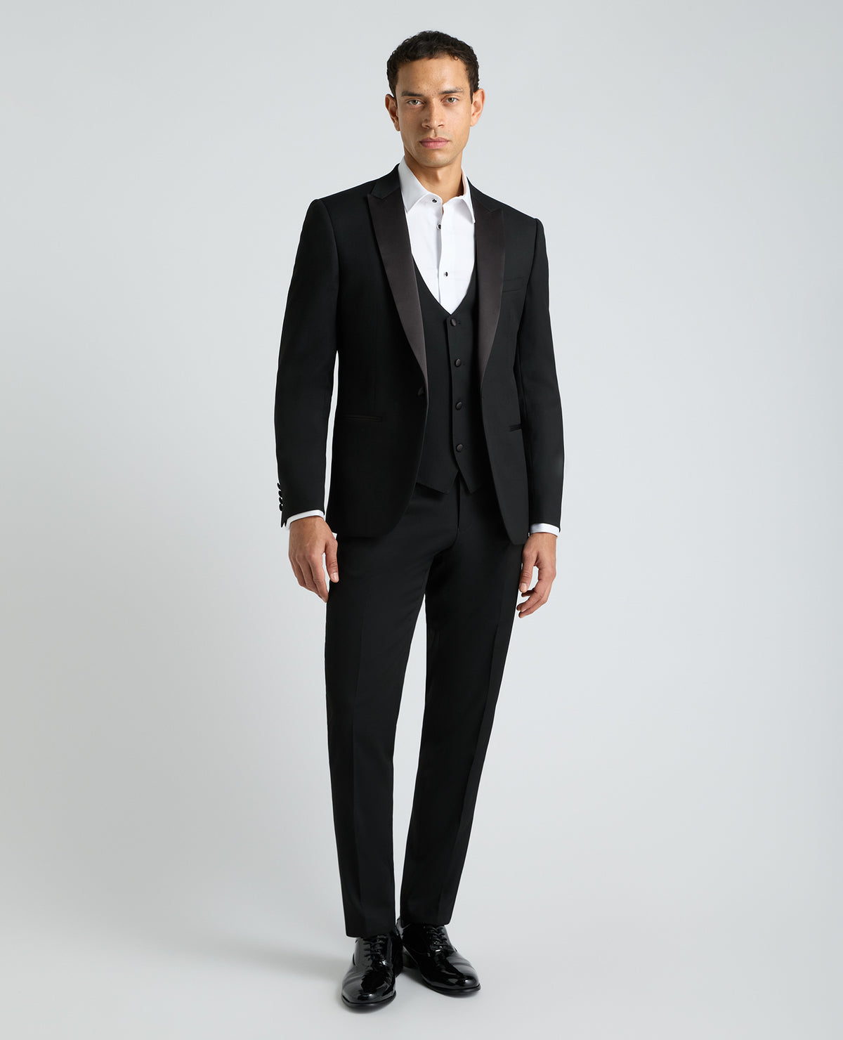 Black Slim Fit Satin Detail Stretch Dinner Suit