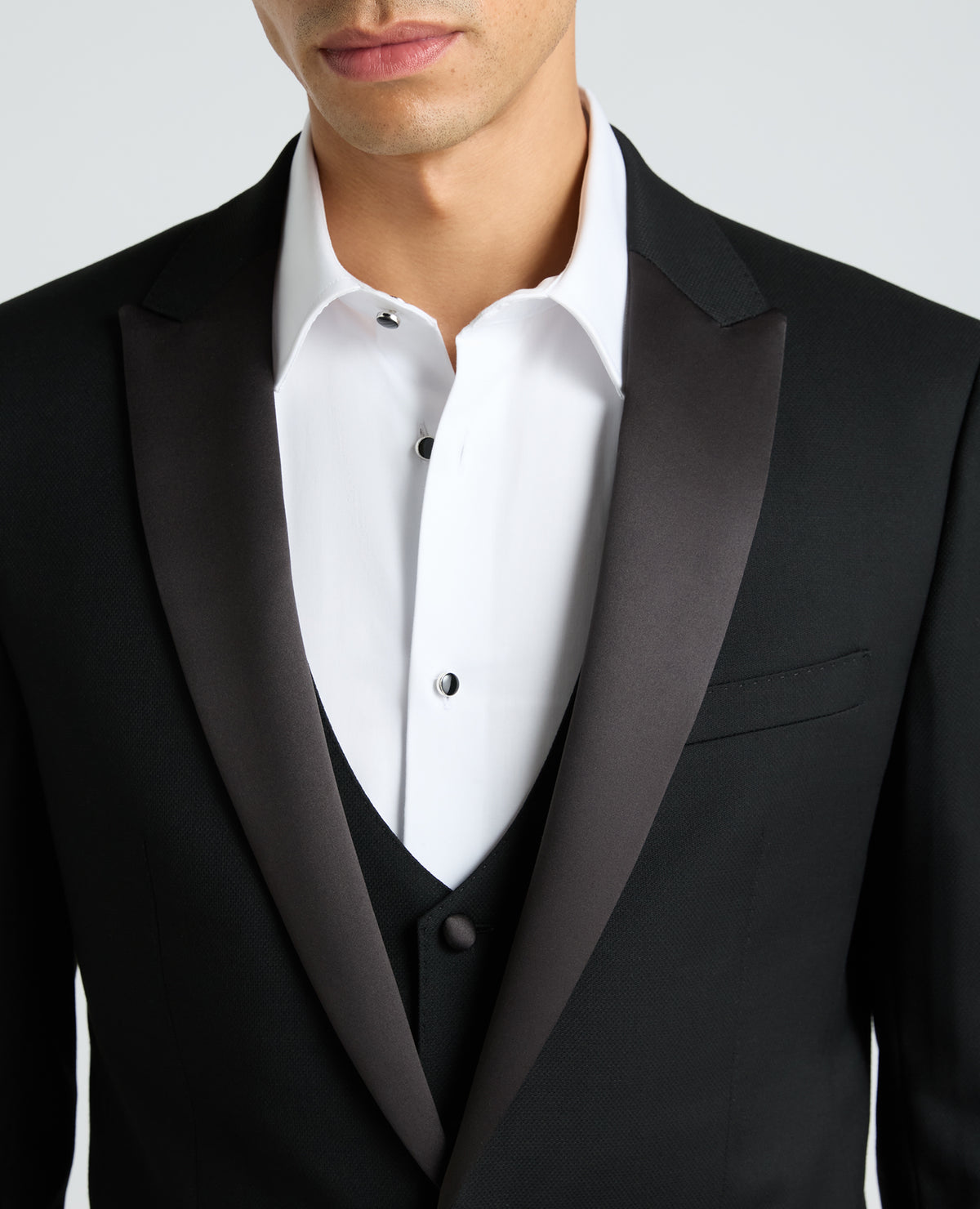 Black Slim Fit Satin Detail Stretch Dinner Suit