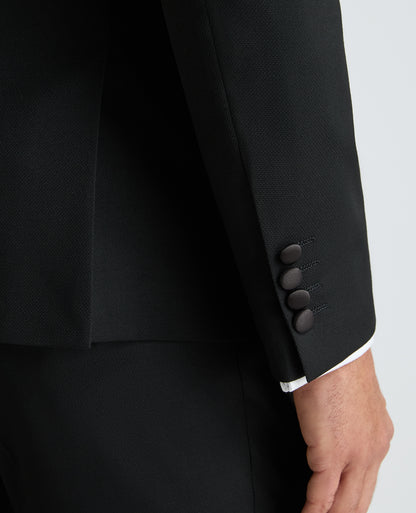 Black Slim Fit Satin Detail Stretch Dinner Jacket