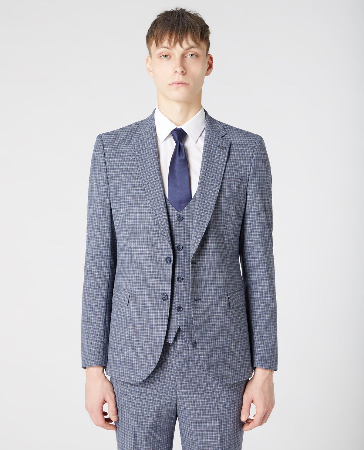Man wearing a blue Slim Fit Mix and Match Suit