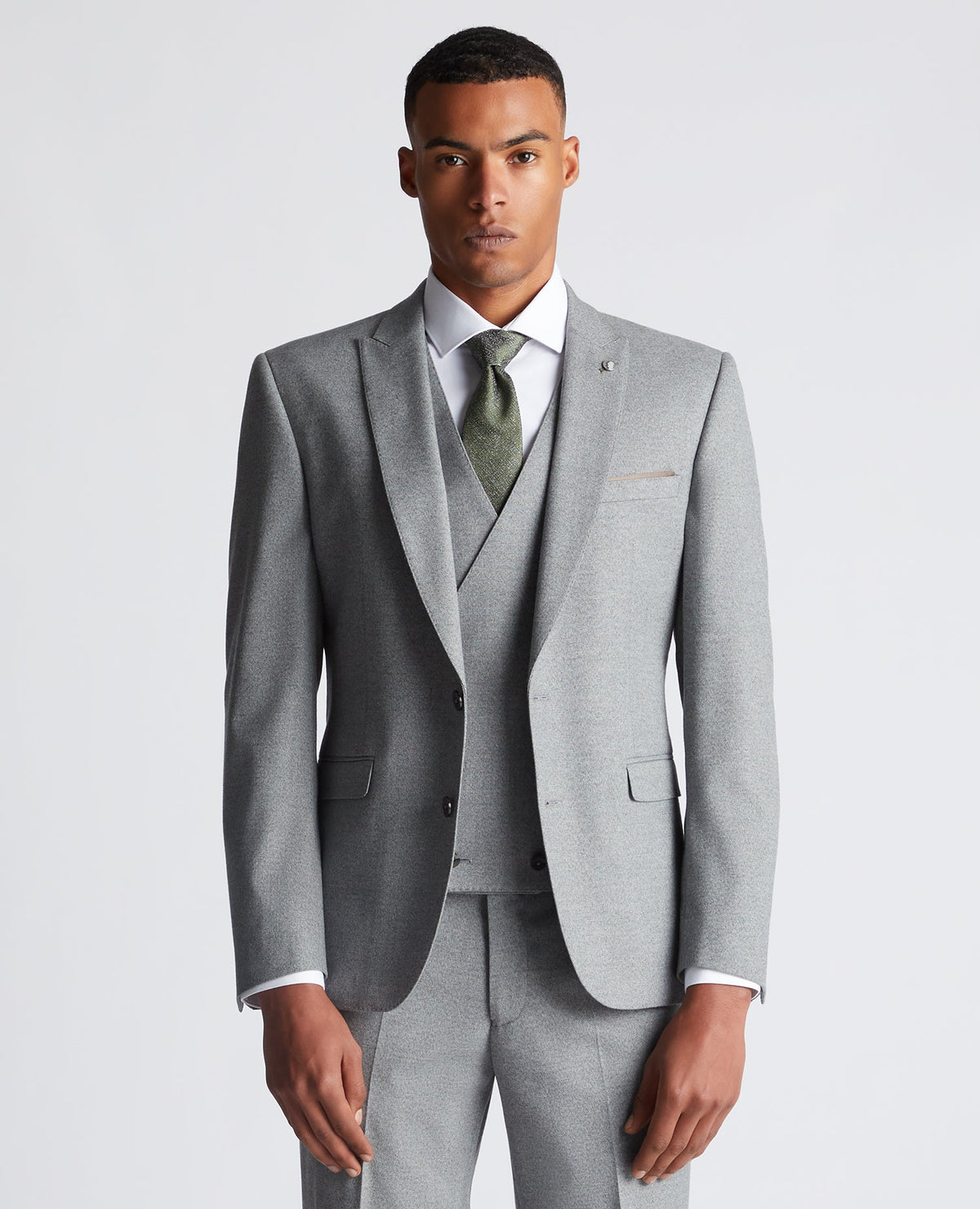 Man wearing a grey Slim Fit Stretch Suit
