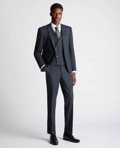Man wearing a navy Slim Fit Stretch Suit