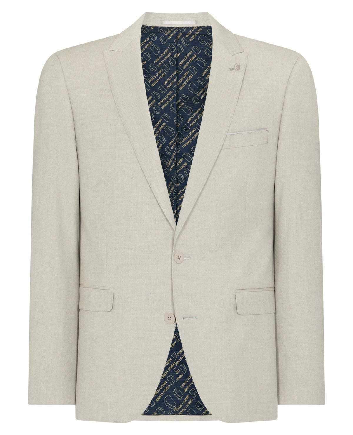 Man wearing a sand Tapered Fit Stretch Suit