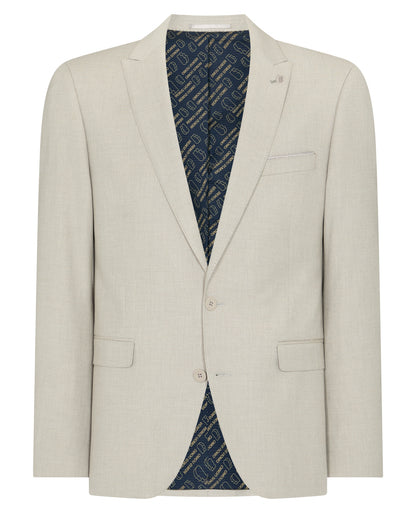 Man wearing a sand Tapered Fit Stretch Suit