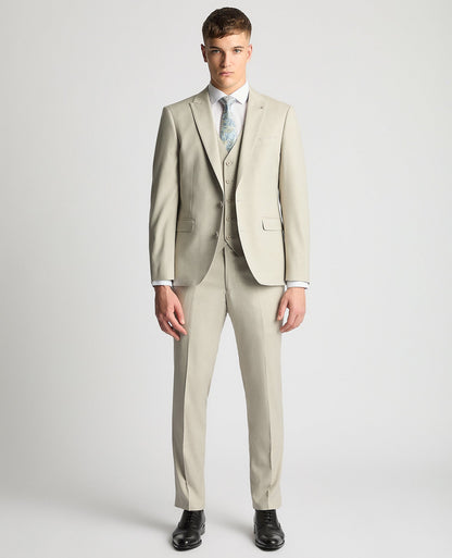Man wearing a sand Tapered Fit Stretch Suit