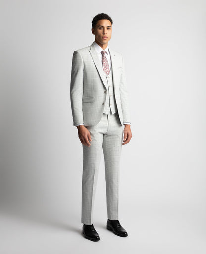 Man wearing a grey Slim Fit Stretch Suit Jacket