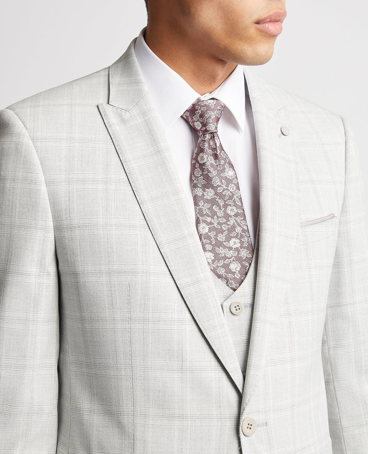 Man wearing a grey Slim Fit Stretch Suit Jacket