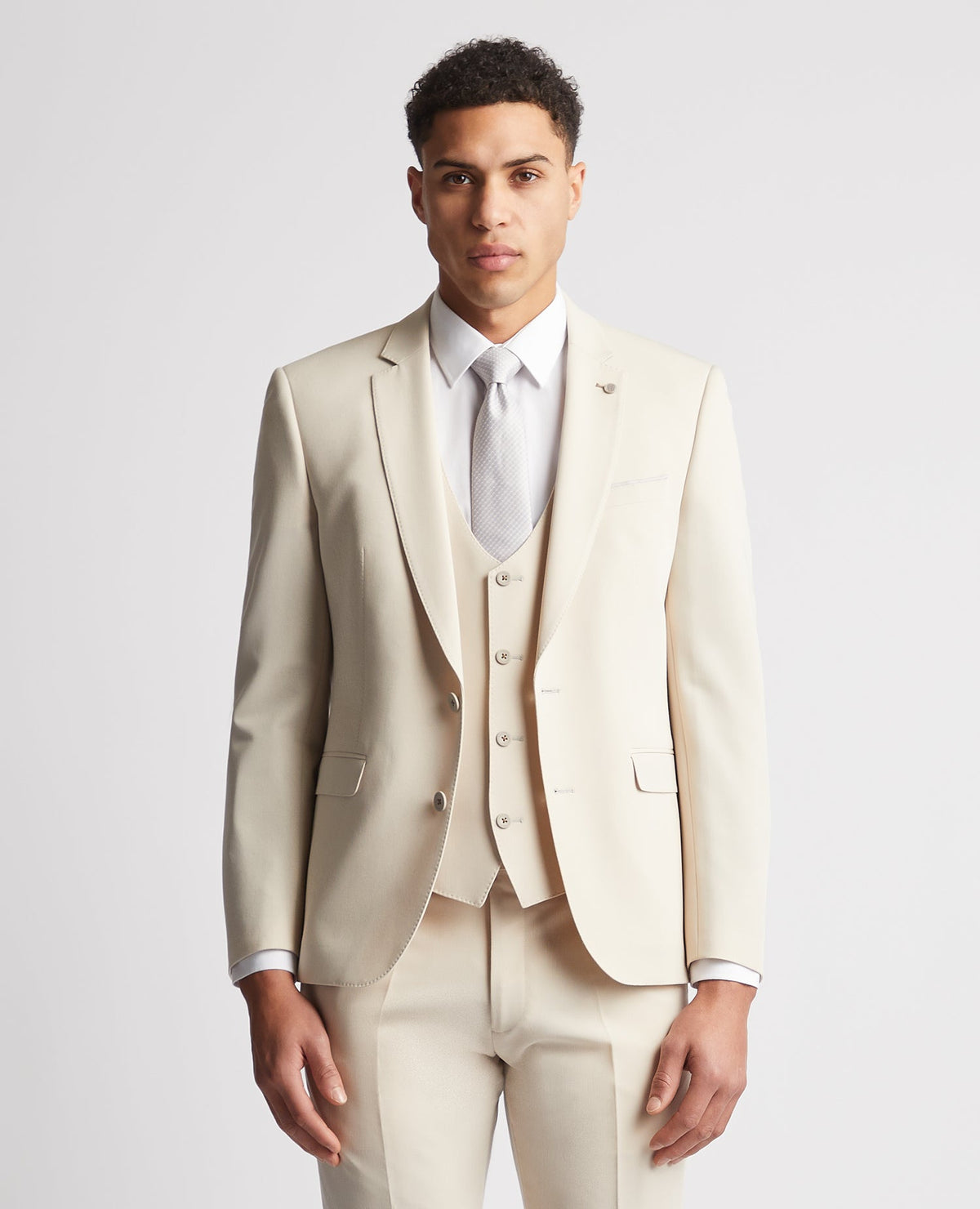 Man wearing a sand Slim Fit Mix and Match Suit