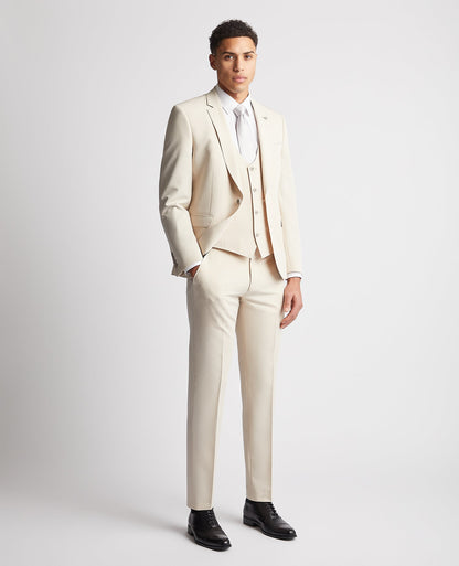 Man wearing a sand Slim Fit Mix and Match Suit