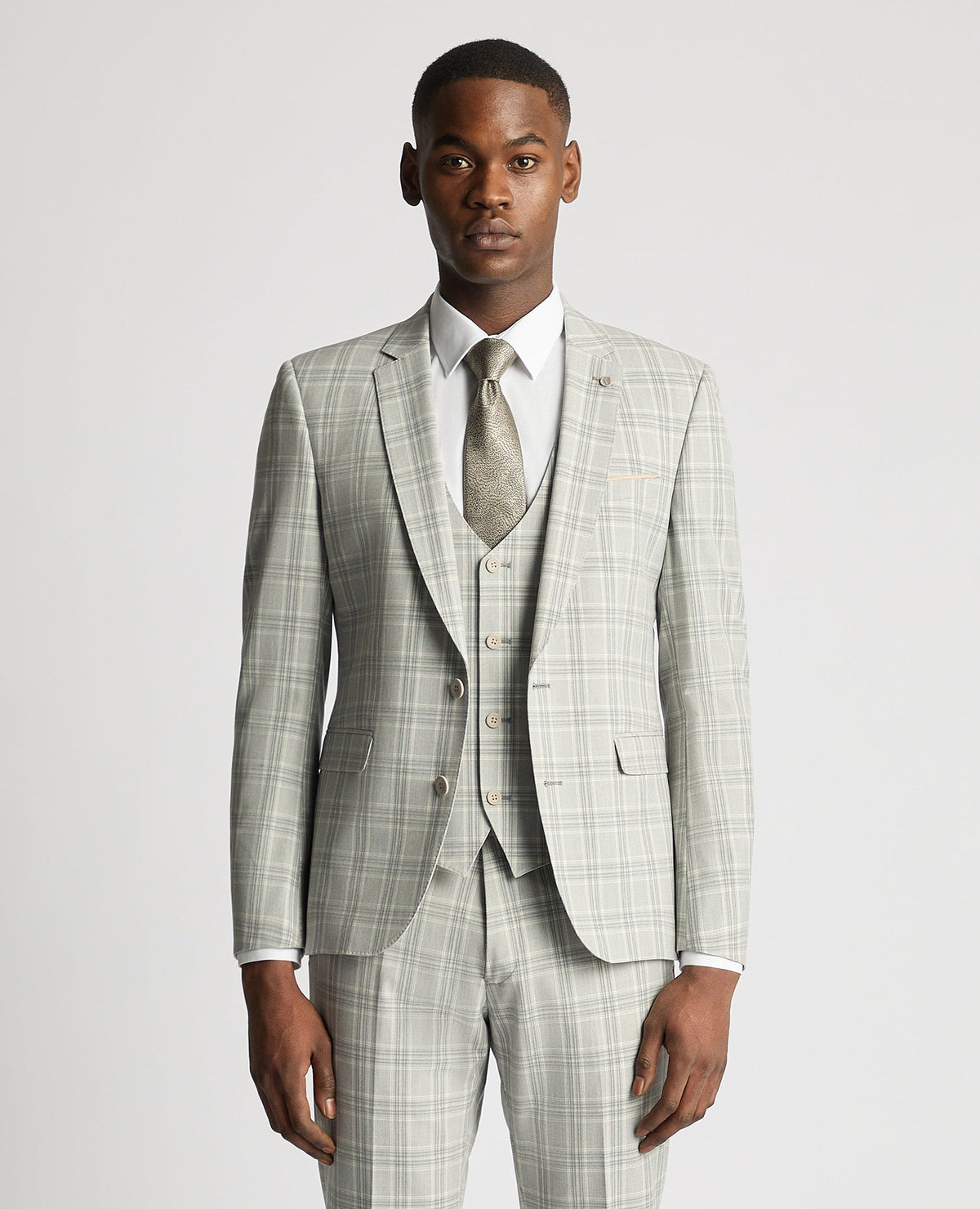 Man wearing a grey Slim Fit Mix and Match Suit Jacket