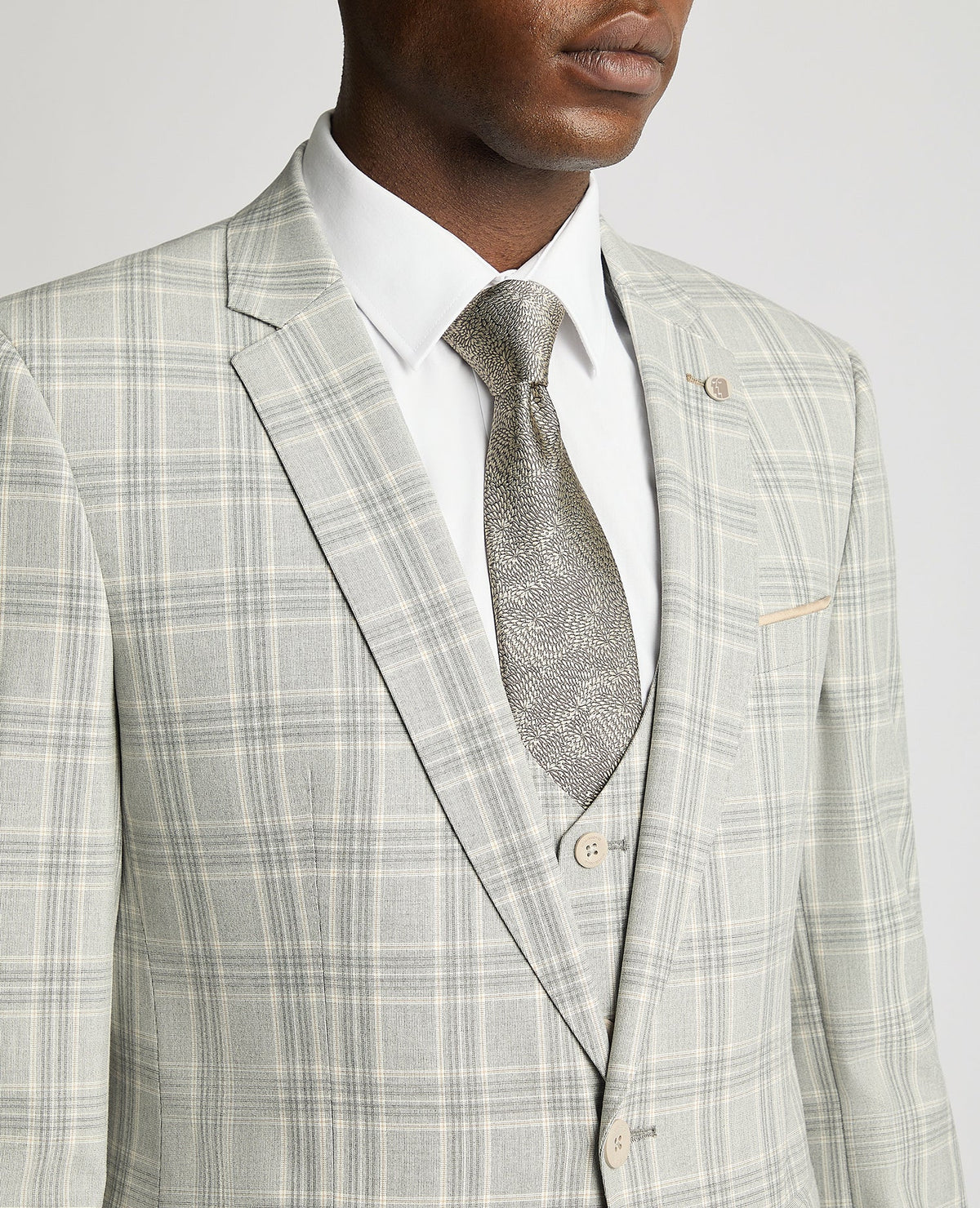 Man wearing a grey Slim Fit Mix and Match Suit Jacket