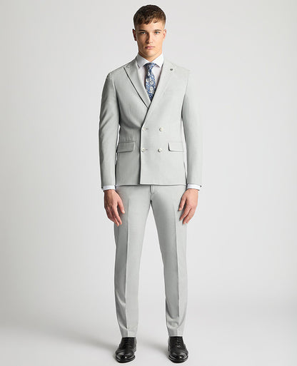 Man wearing a grey Slim Fit Stretch Double Breasted Suit Jacket