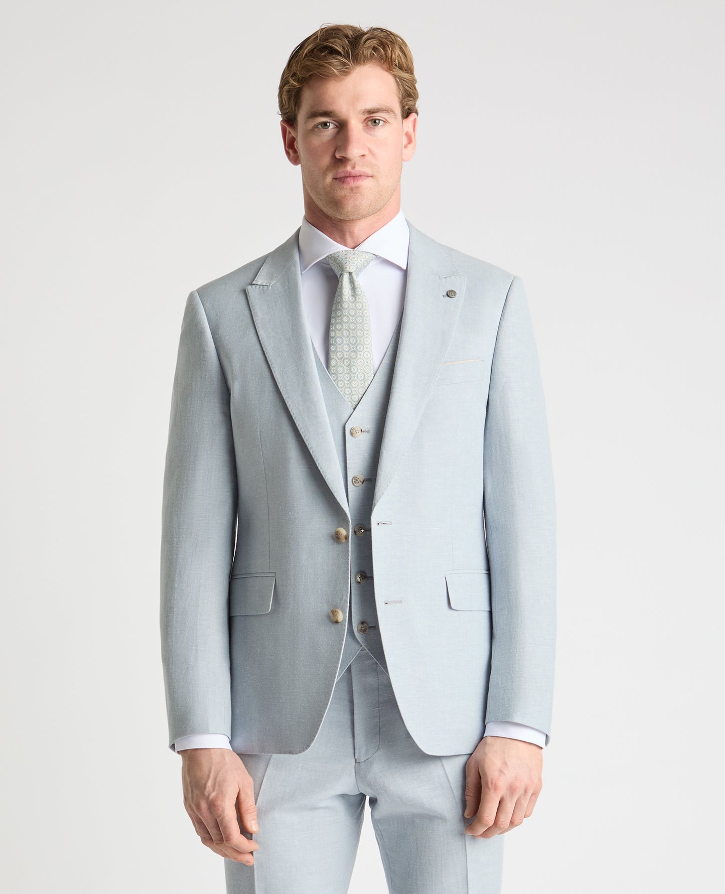 Tapered Fit Linen-Blend Suit
