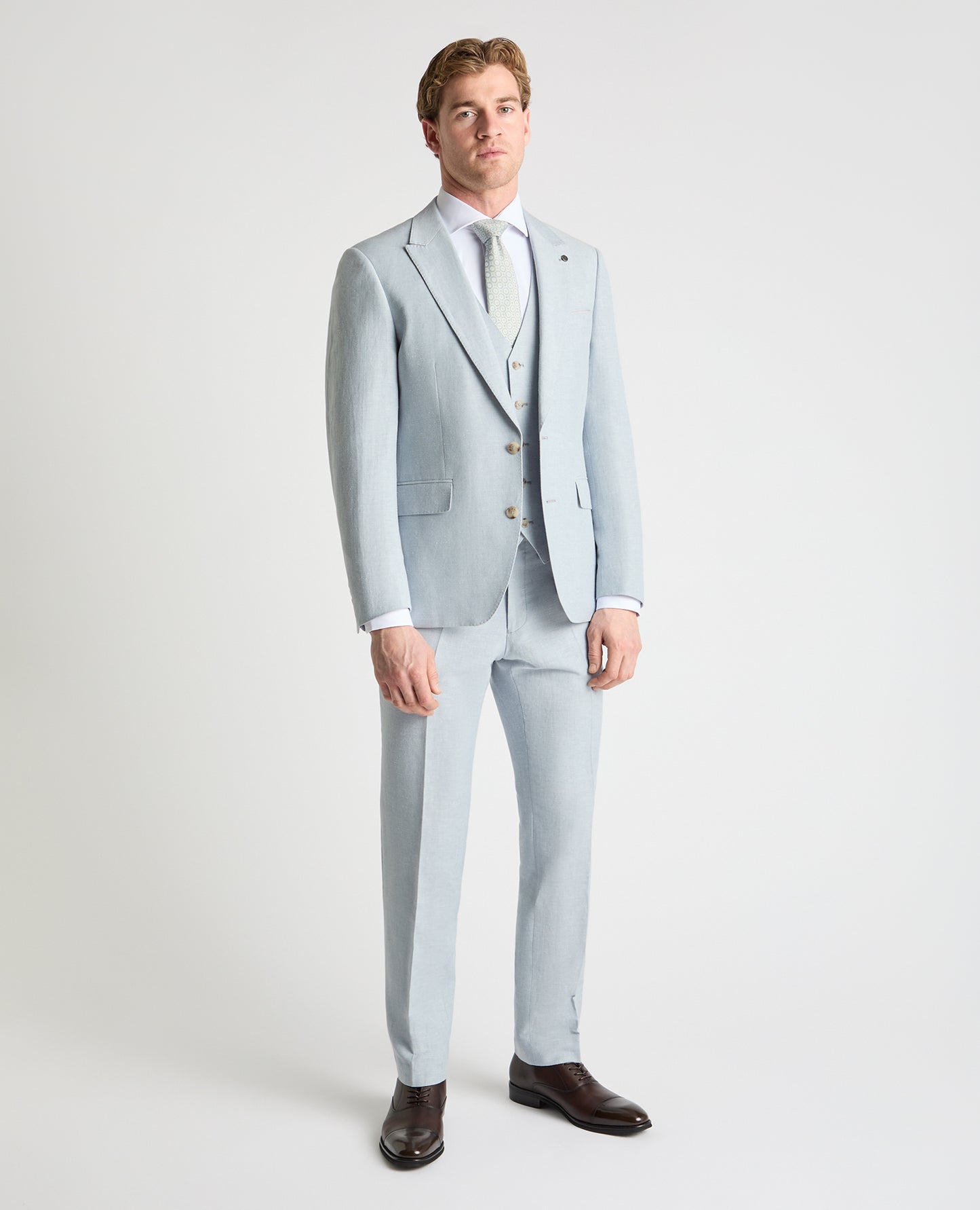 Tapered Fit Linen-Blend Suit
