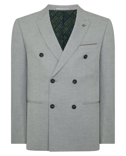 Man wearing a grey Slim Fit Double-Breasted Stretch Jacket