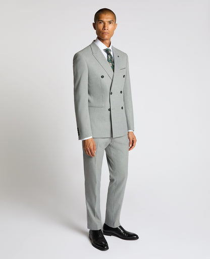 Man wearing a grey Slim Fit Double-Breasted Stretch Jacket