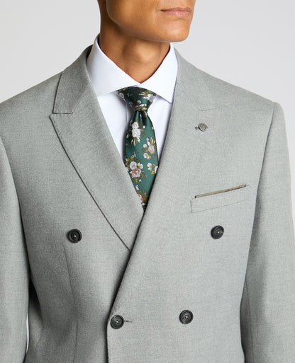 Man wearing a grey Slim Fit Double-Breasted Stretch Jacket