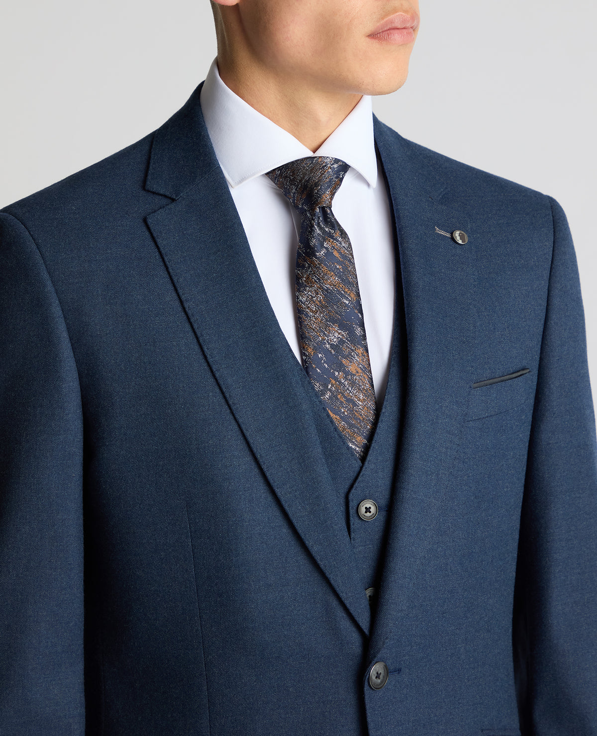 Man wearing a blue Tapered Fit Stretch Suit
