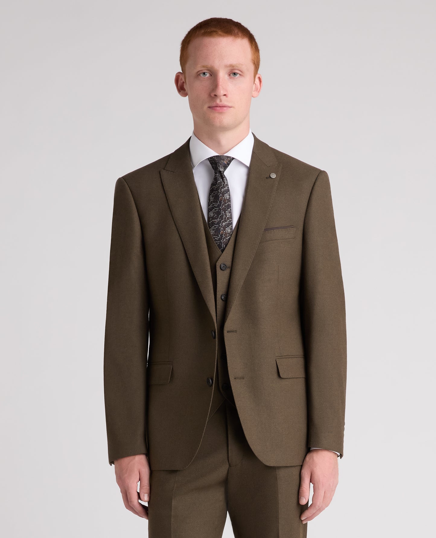 Khaki Tapered Fit Stretch Suit