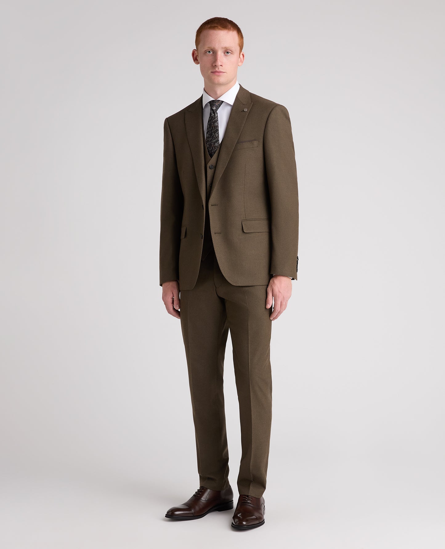 Khaki Tapered Fit Stretch Suit