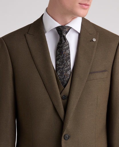 Khaki Tapered Fit Stretch Suit