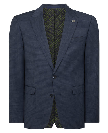 Man wearing a blue Slim Fit Checked Stretch Suit