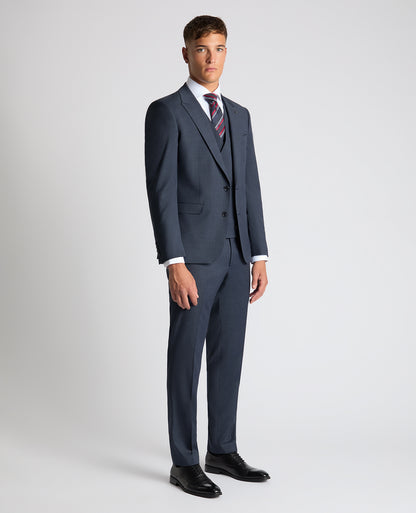 Man wearing a blue Slim Fit Checked Stretch Suit