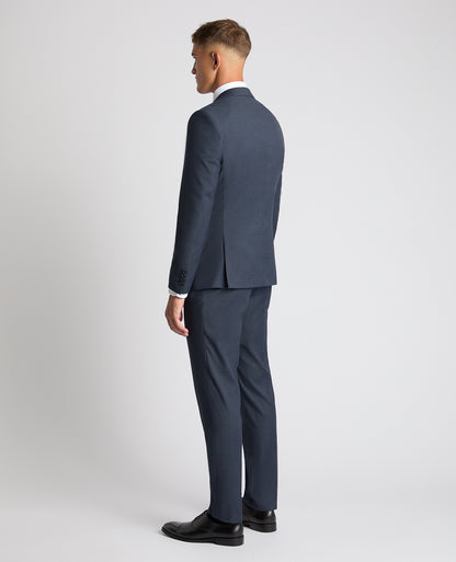 Man wearing a blue Slim Fit Checked Stretch Suit
