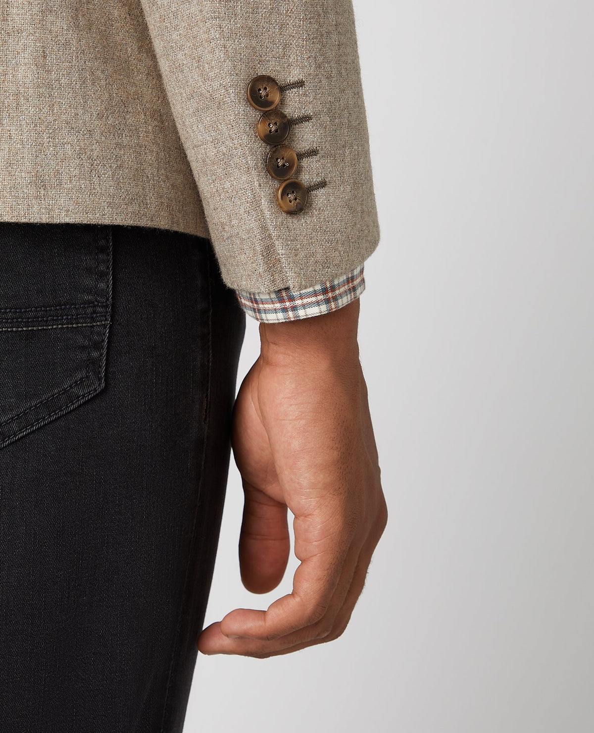 Man wearing a sand Slim Fit Wool Rich Jacket