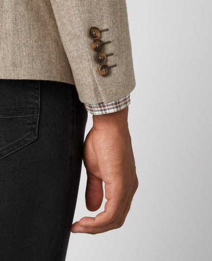 Man wearing a sand Slim Fit Wool Rich Jacket