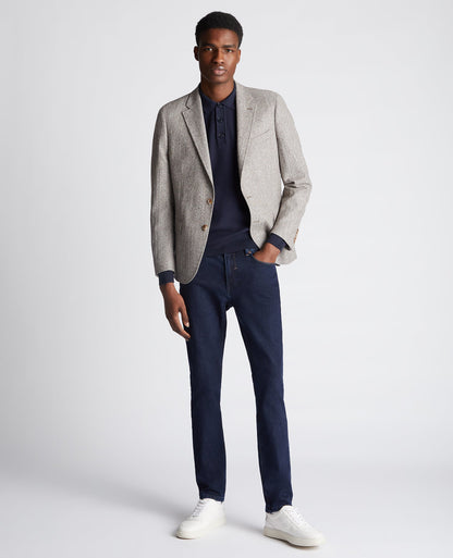 Man wearing a sand Slim Fit Wool Blend Jacket