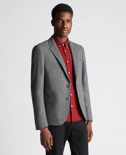Man wearing a grey Slim Fit Wool Blend Jacket