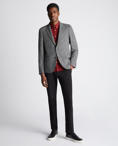 Man wearing a grey Slim Fit Wool Blend Jacket