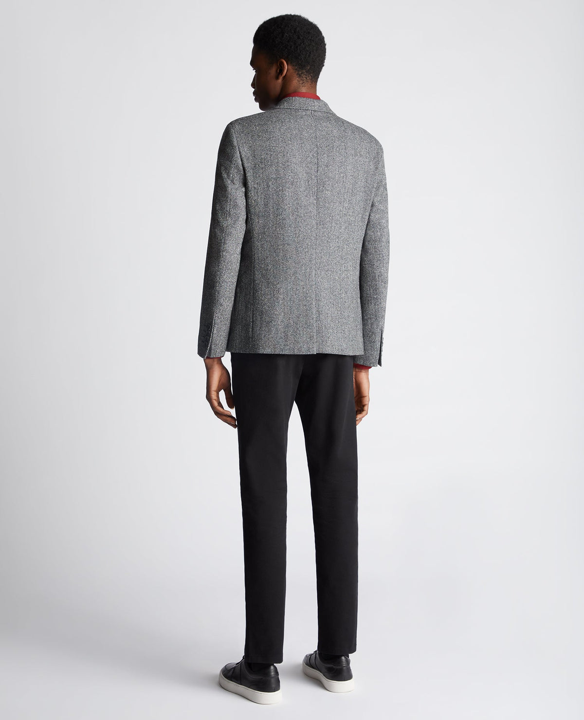 Man wearing a grey Slim Fit Wool Blend Jacket
