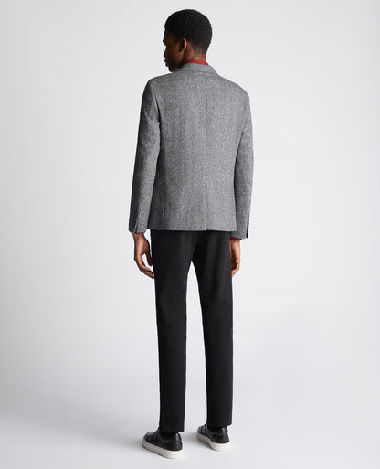 Man wearing a grey Slim Fit Wool Blend Jacket