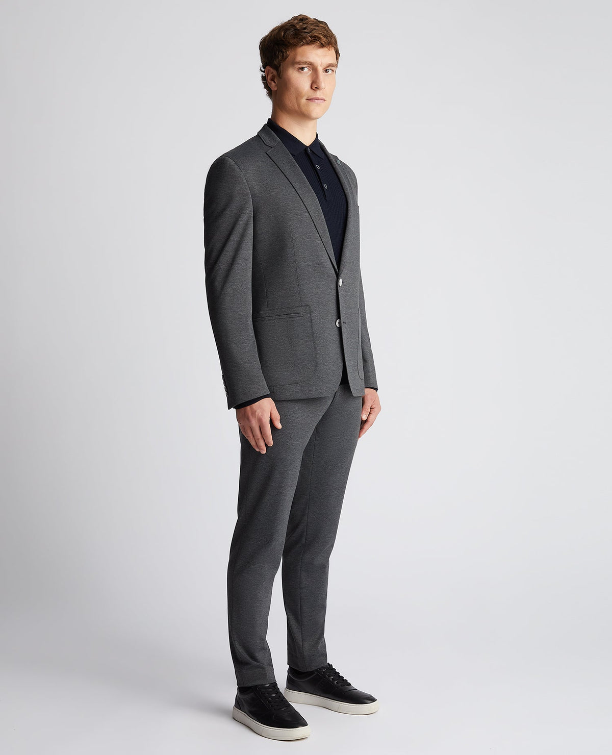 Man wearing a grey Slim Fit Stretch Jacket