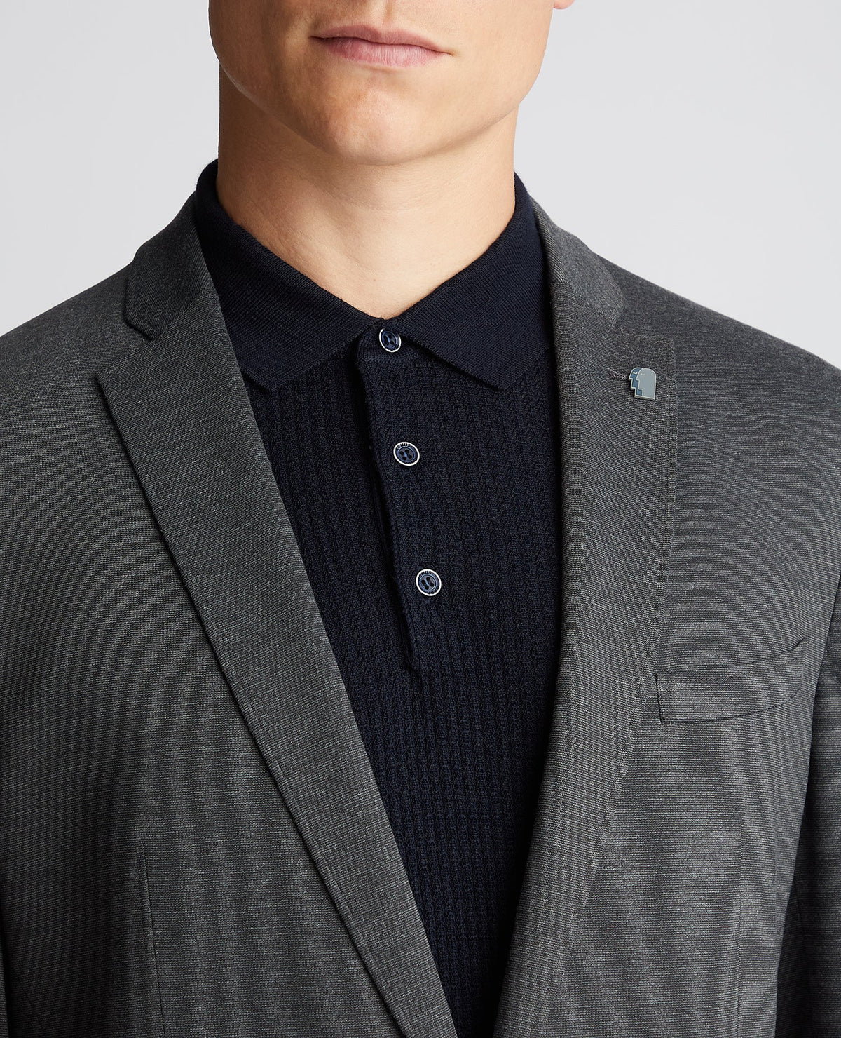 Man wearing a grey Slim Fit Stretch Jacket