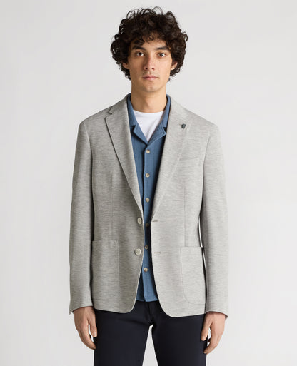 Man wearing a grey Slim Fit Jersey Stretch Jacket