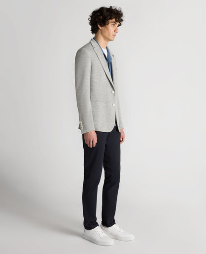 Man wearing a grey Slim Fit Jersey Stretch Jacket